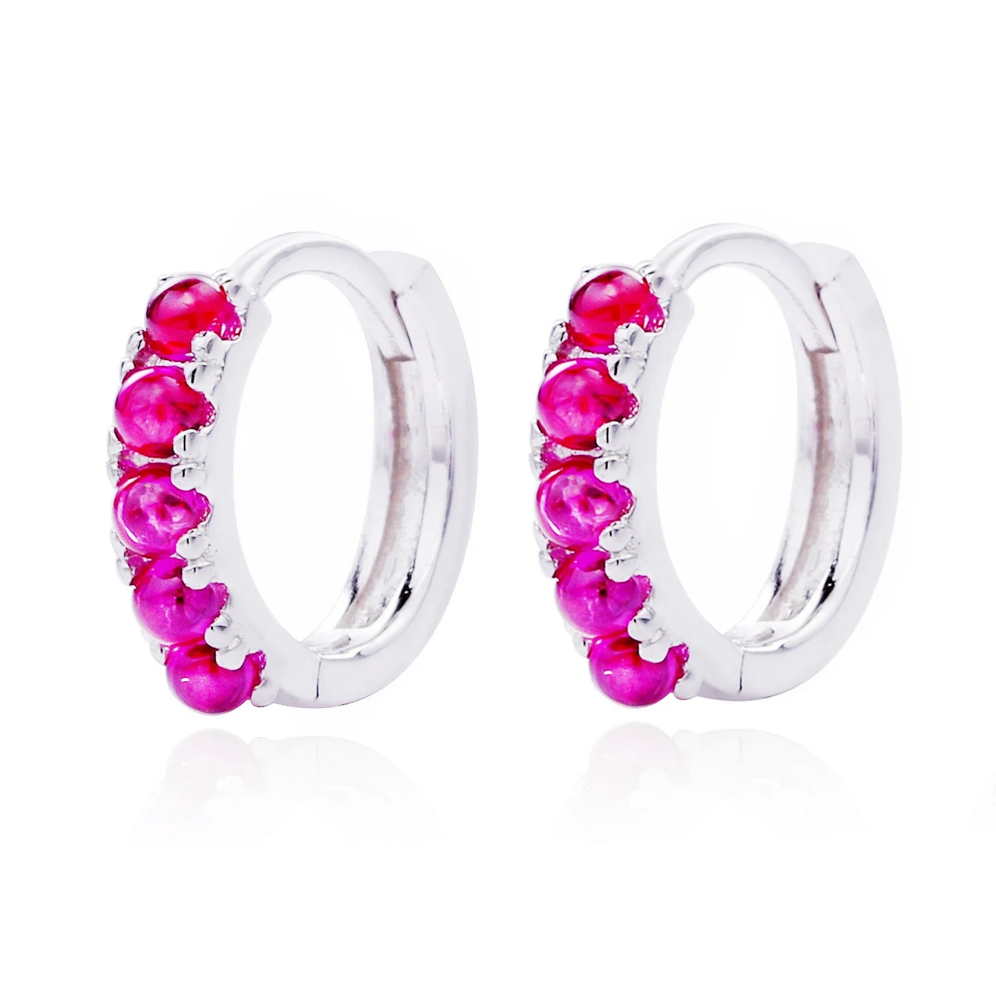 Mini aros Huggies con piedra de color ópalo