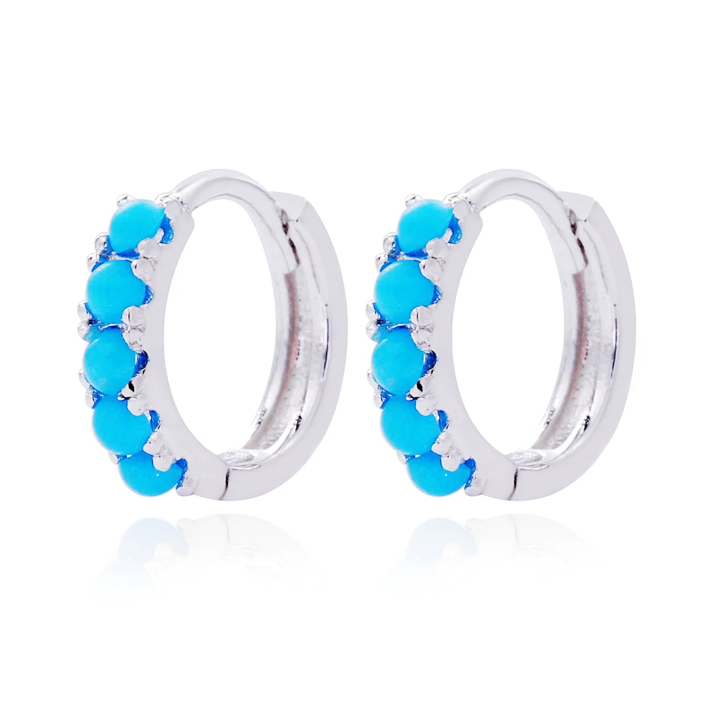 Mini aros Huggies con piedra de color ópalo