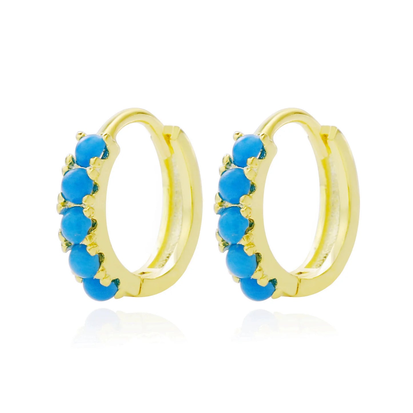 Mini aros Huggies con piedra de color ópalo