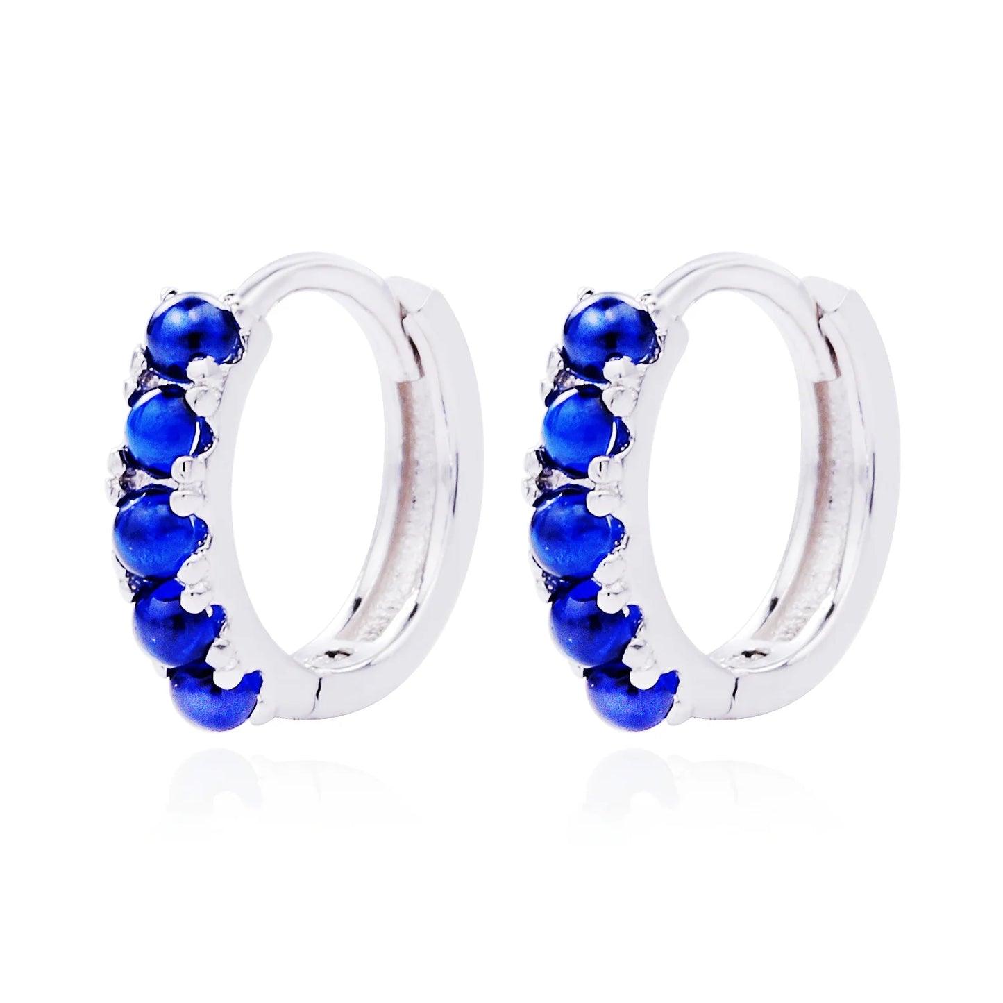 Mini aros Huggies con piedra de color ópalo