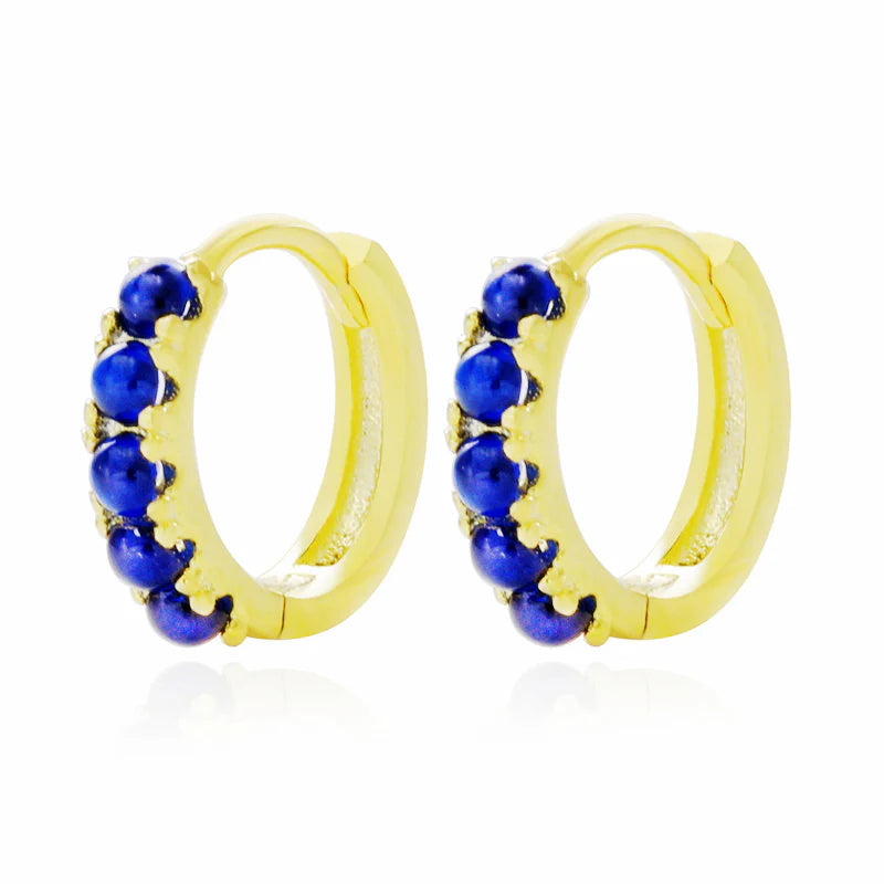 Mini aros Huggies con piedra de color ópalo