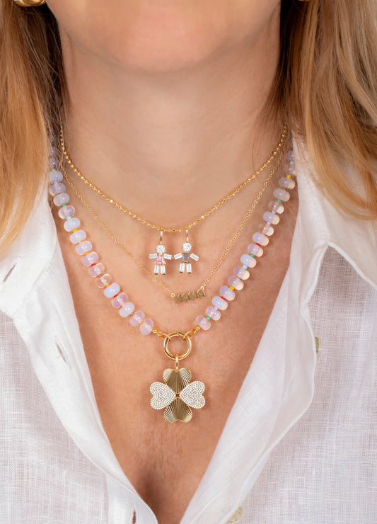 Moonstone Beaded Push Clasp Necklace