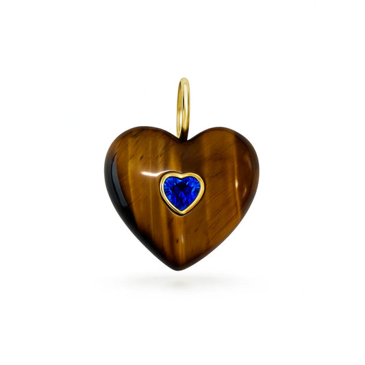 Dije de piedra Corazón Grande y Circonia de corazón