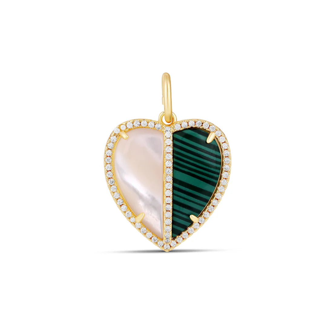 Half & Half Natural Stone Heart Charm