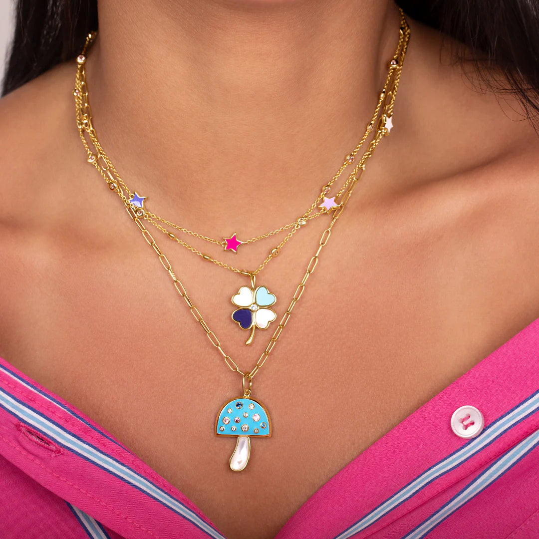 Blue Enamel & MOP Mushroom Charm