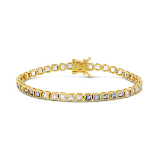 4mm - Colored Bezel Square Tennis Bracelet