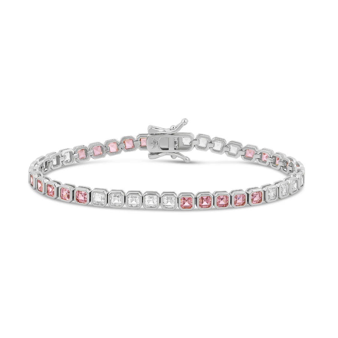 4mm - Colored Bezel Square Tennis Bracelet