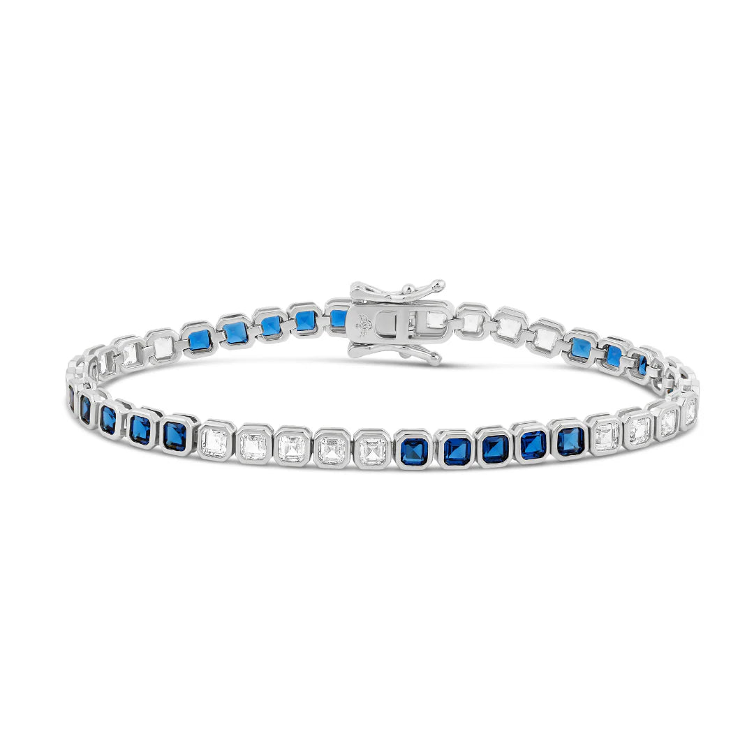 4mm - Colored Bezel Square Tennis Bracelet