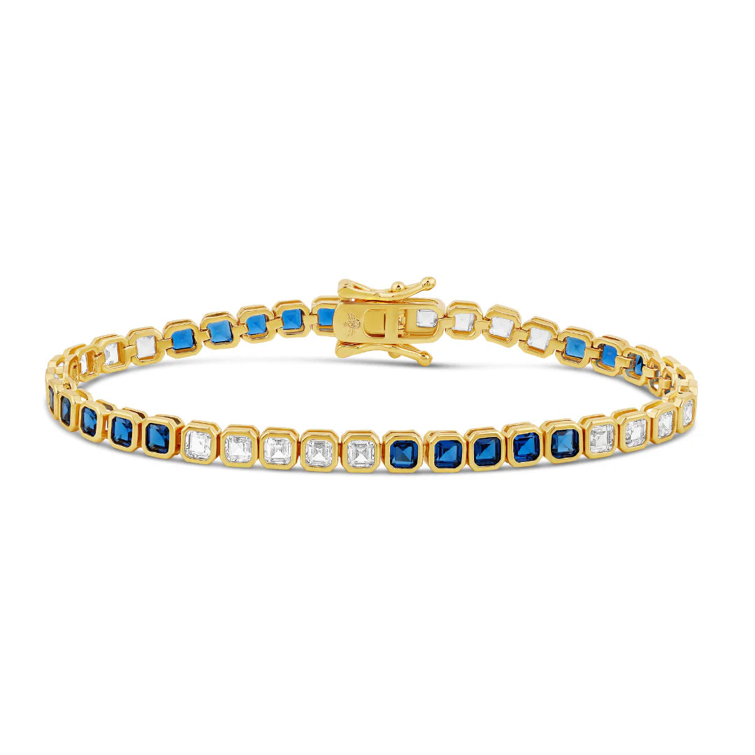 4mm - Colored Bezel Square Tennis Bracelet
