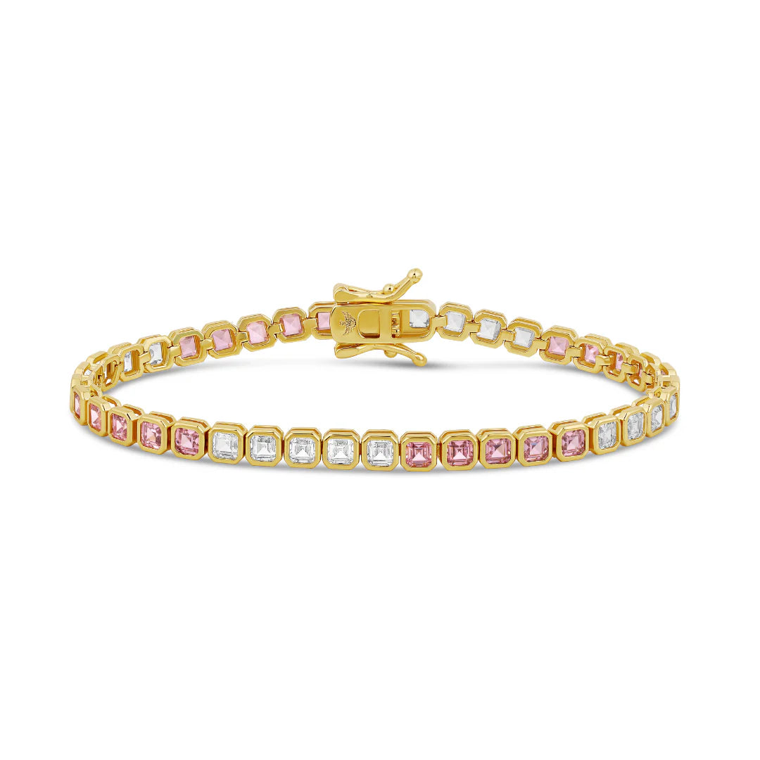 4mm - Colored Bezel Square Tennis Bracelet