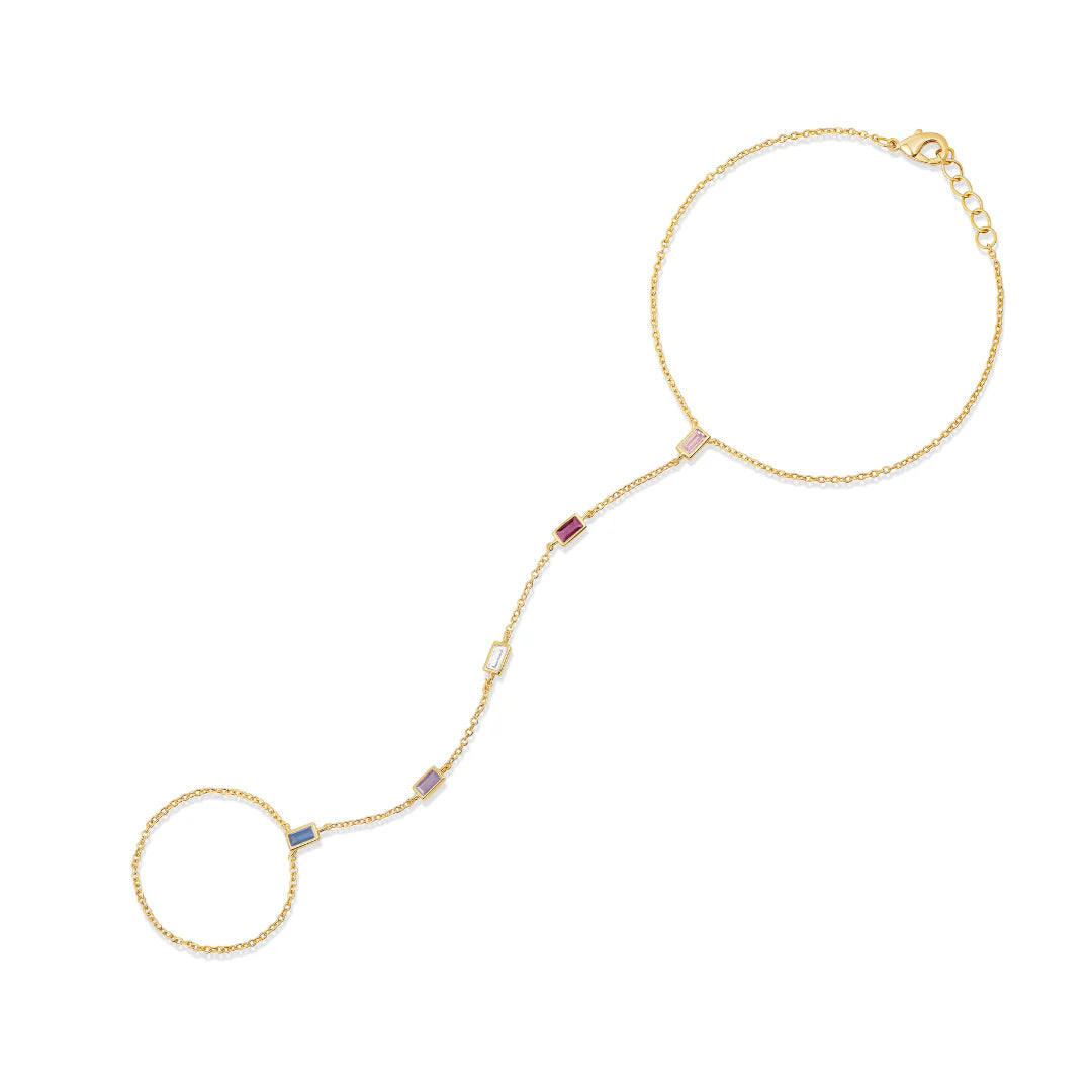 Cadena de mano con bisel de arcoíris