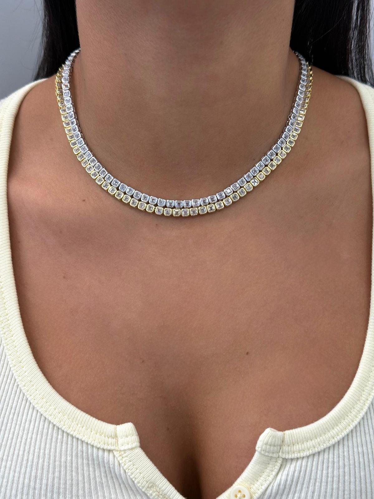4mm - Bezel Square Tennis Necklace