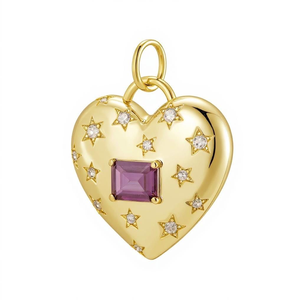 Amethyst Lock Heart Charm