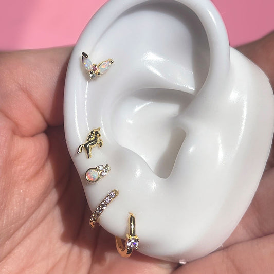 Pendientes de ópalo con forma de lazo de unicornio - Vermeil