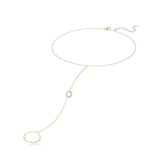 14k Gold Pavé Initial Hand Chain
