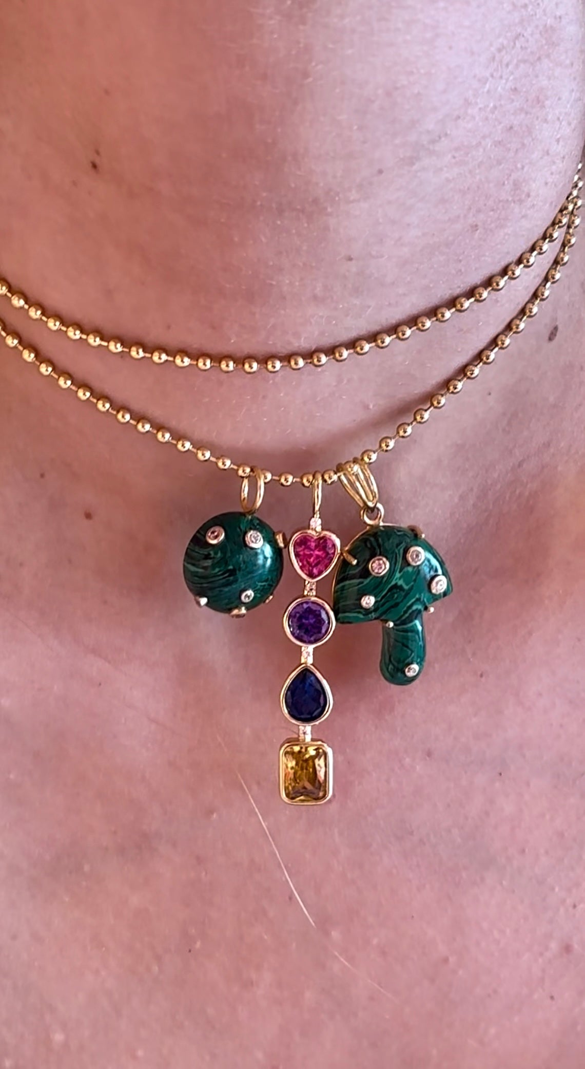 Malachite Stone Sphere Charm