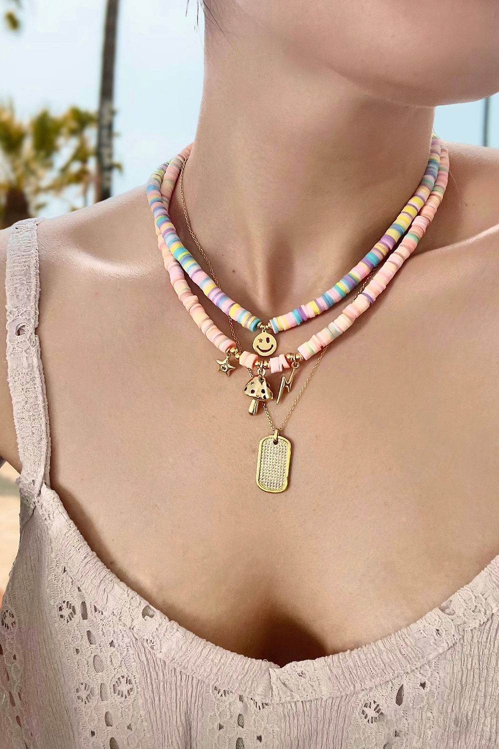 Smiley Beaded Necklace