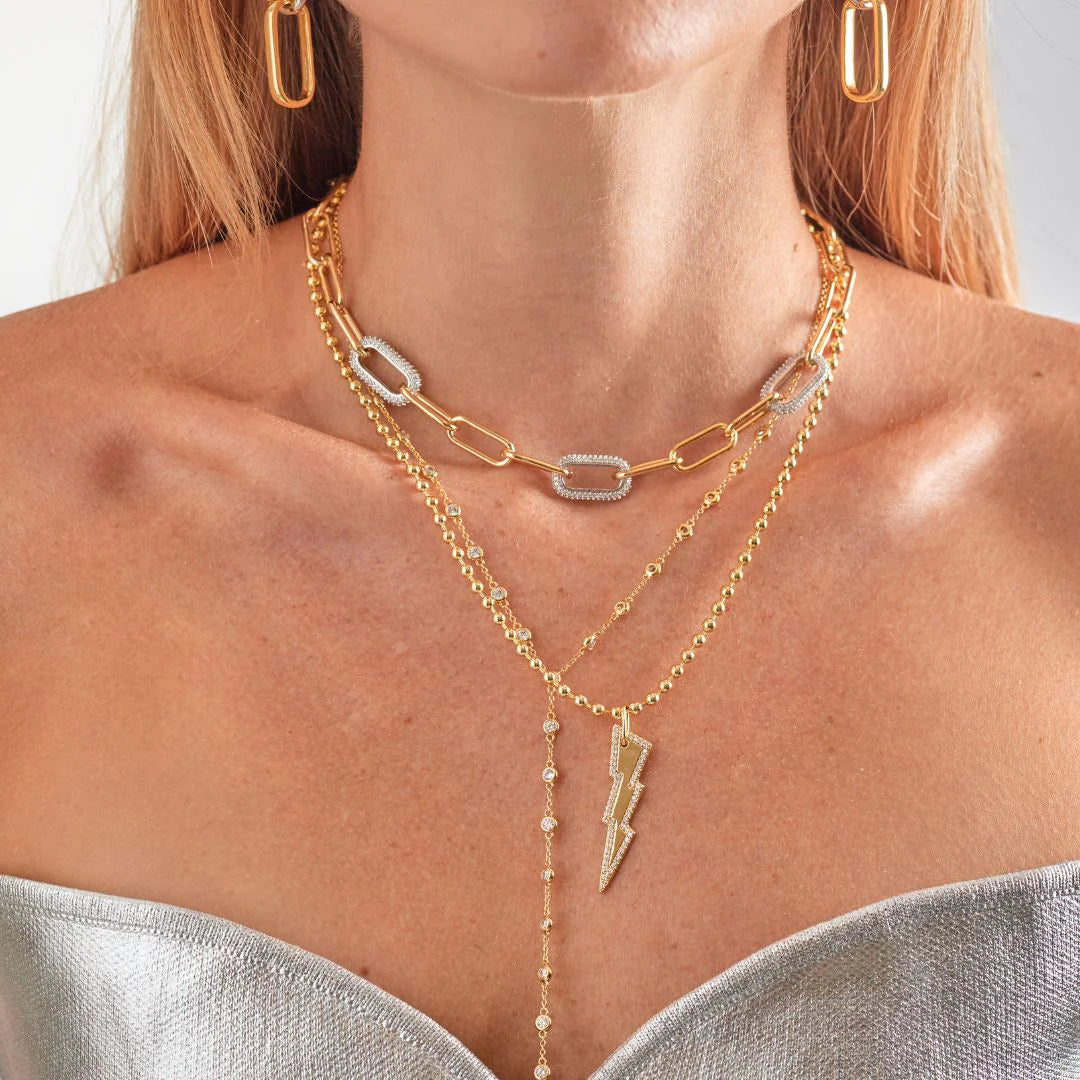Pavé Link Paperclip Necklace