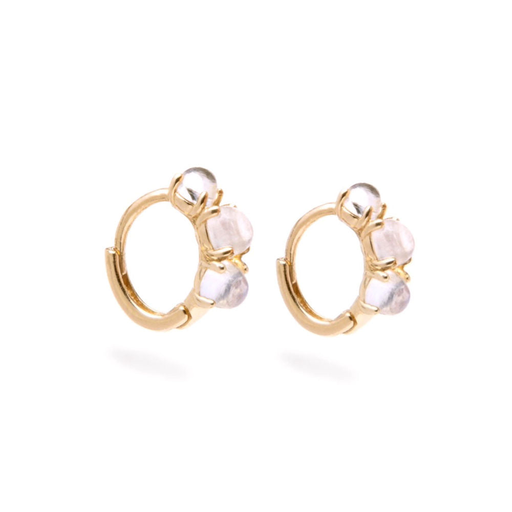 Mini aros de piedra lunar - Vermeil