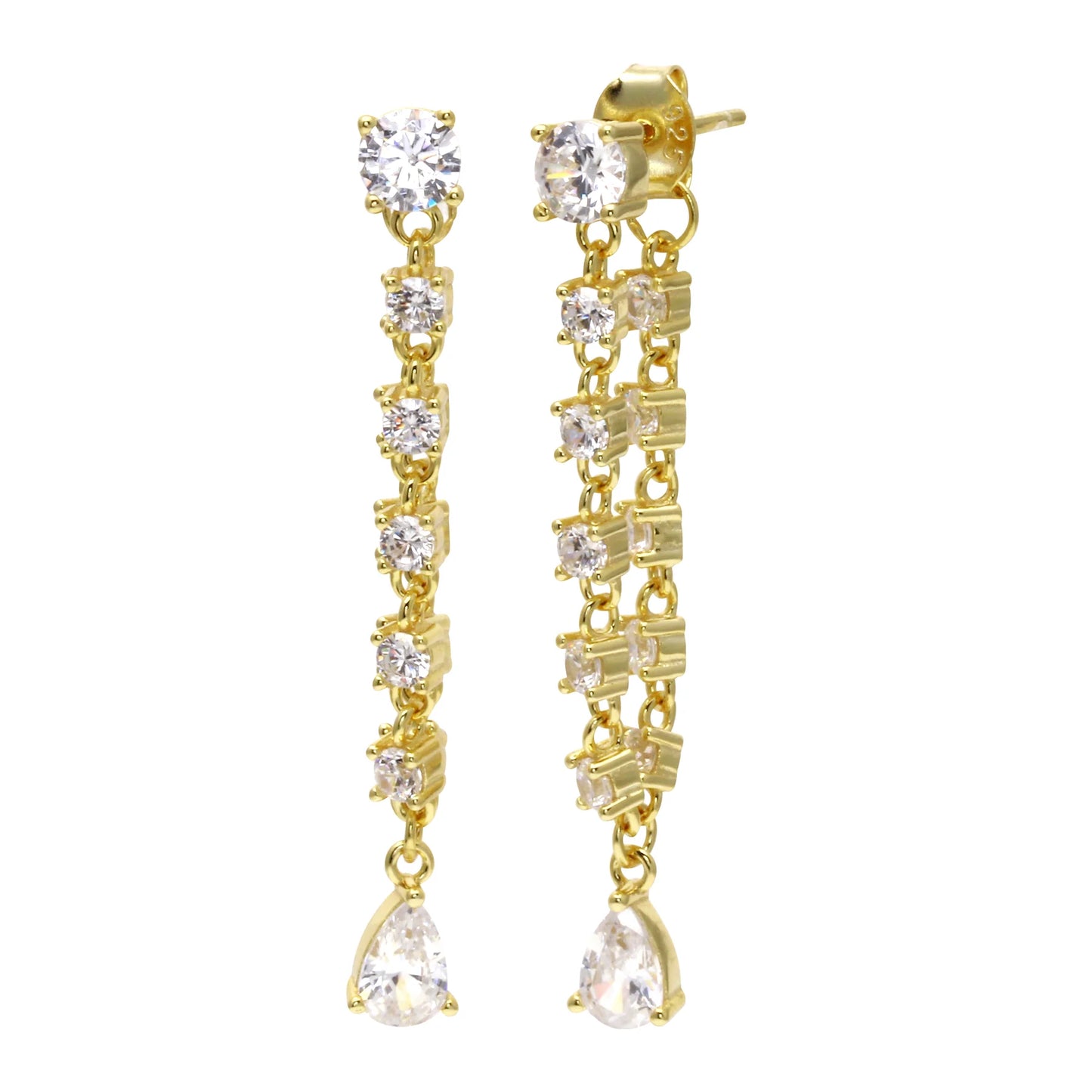 Cz Diamond Loop Drop Earrings
