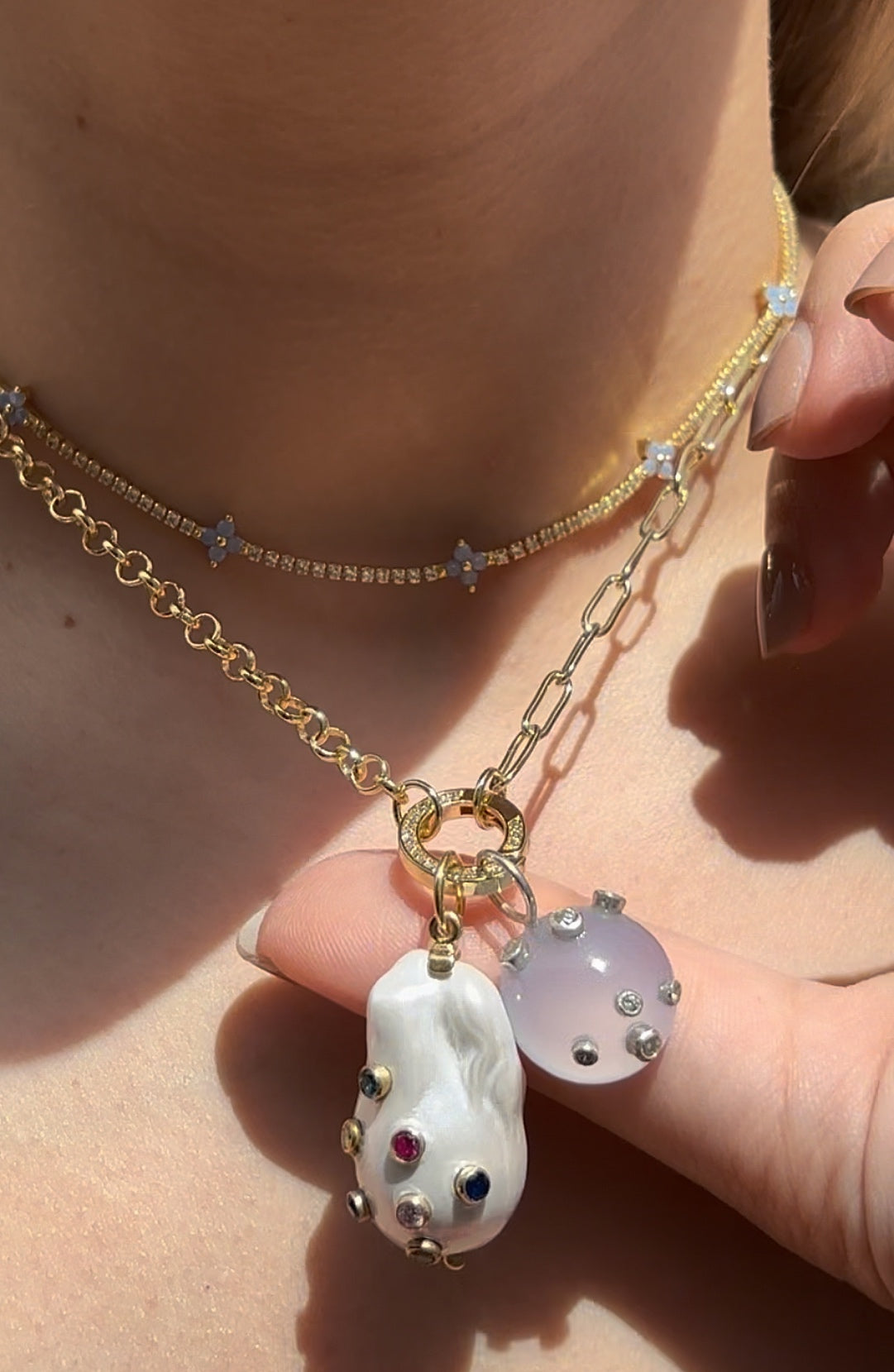 Chalcedony Stone Sphere Charm