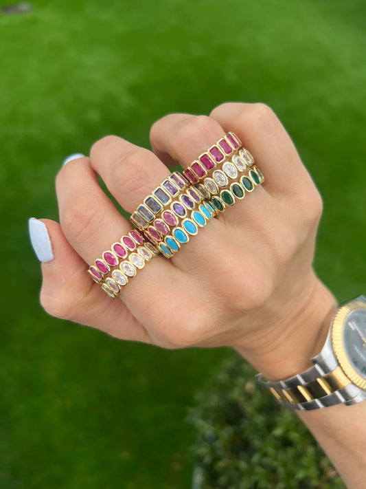 Rainbow Bezel Oval Ring