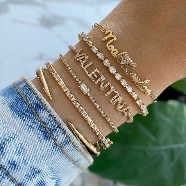 Brazalete de oro de 14 k con garras