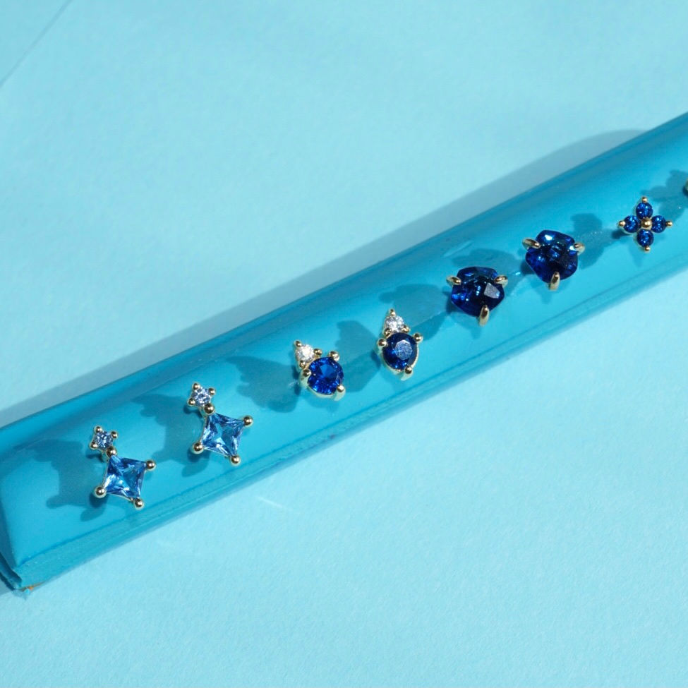 Mini pendientes con circonitas cúbicas de colores - Vermeil