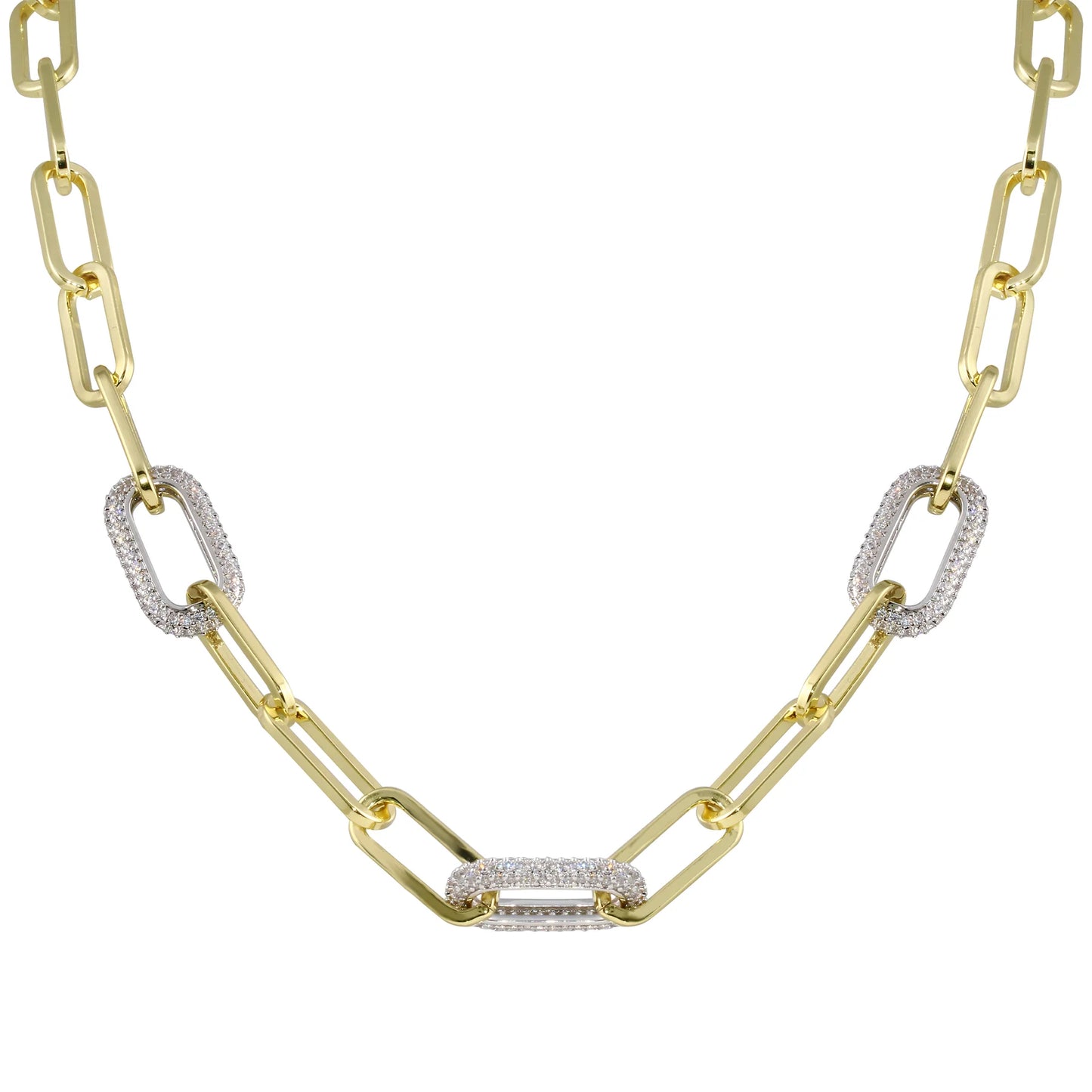 Pavé Link Paperclip Necklace