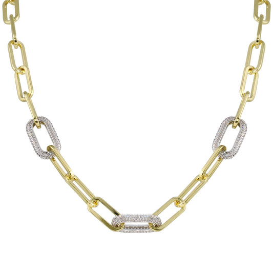 Pavé Link Paperclip Necklace