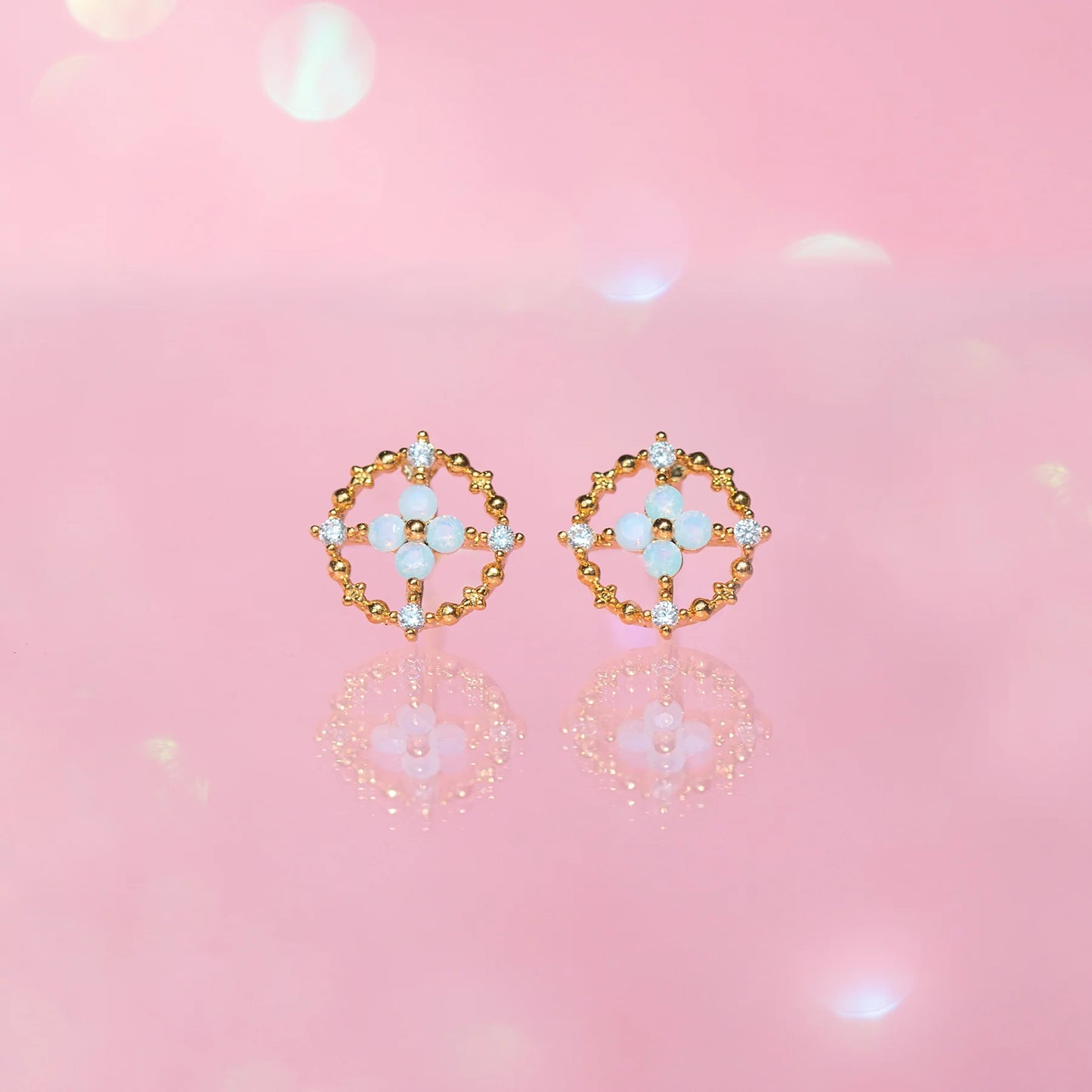 Halo Blue Blossom Flower Earrings