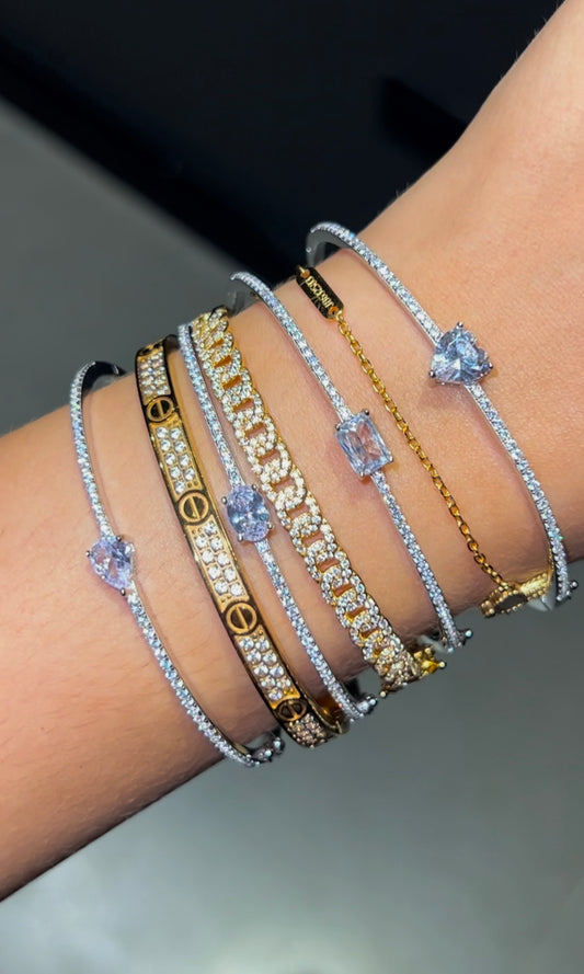 Teardrop Rock Skinny Tennis Bangle