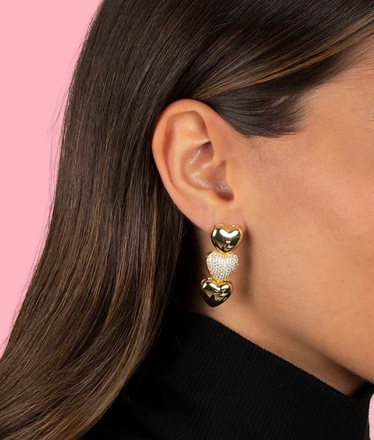 Three Bubble Hearts Earrings