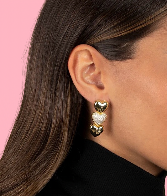 Pendientes de tres corazones de burbujas