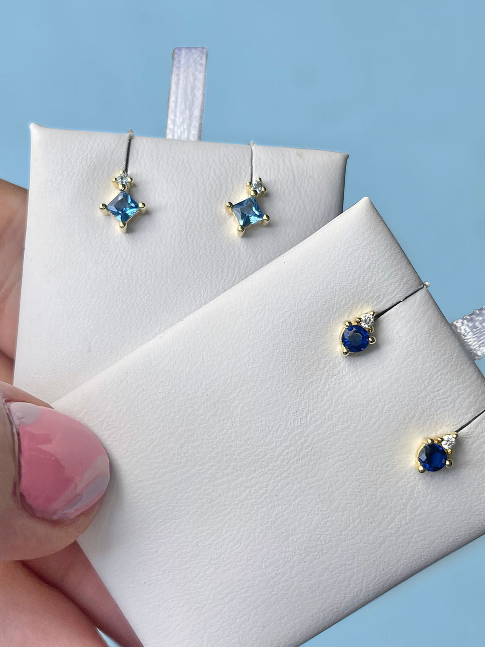 Mini pendientes con circonitas cúbicas de colores - Vermeil