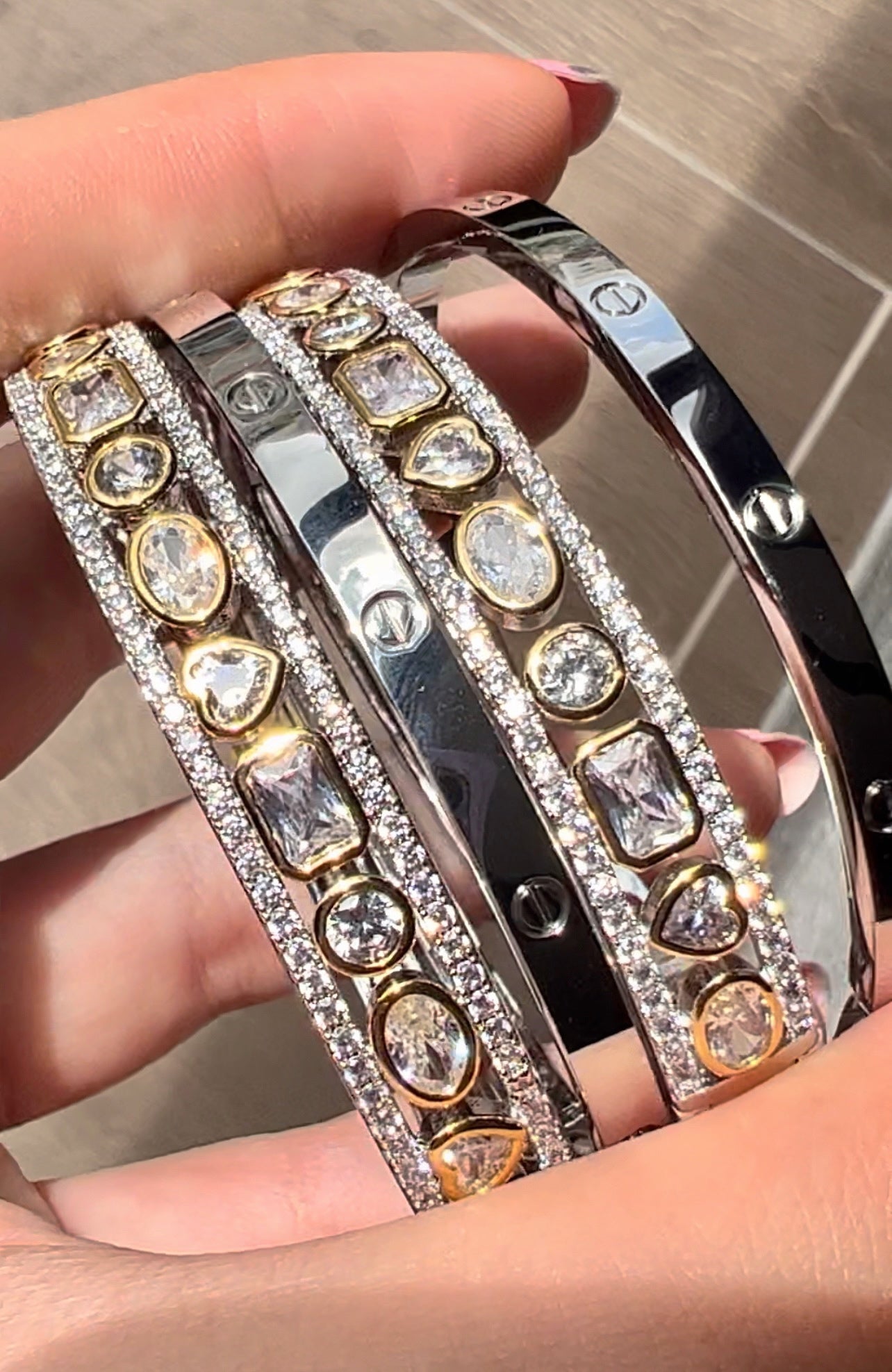 Two Toned Multi Bezel Bangle