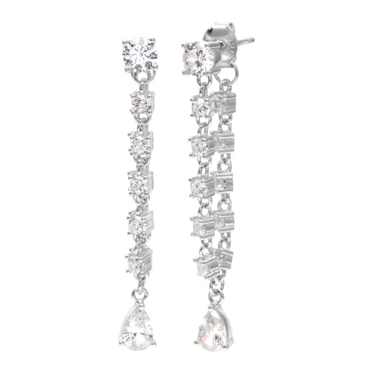 Cz Diamond Loop Drop Earrings