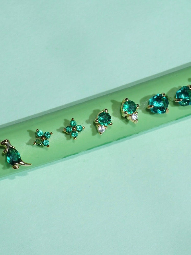 Mini pendientes con circonitas cúbicas de colores - Vermeil