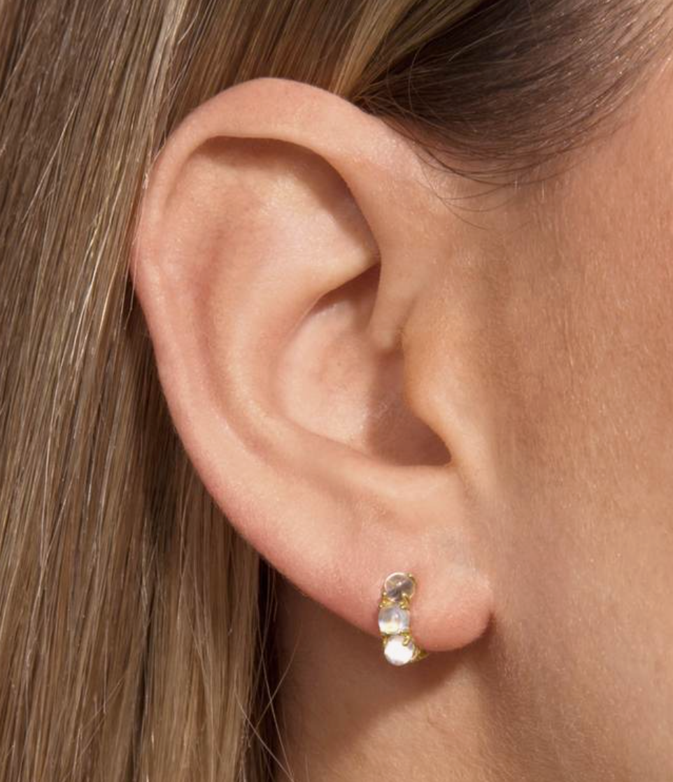 Mini aros de piedra lunar - Vermeil
