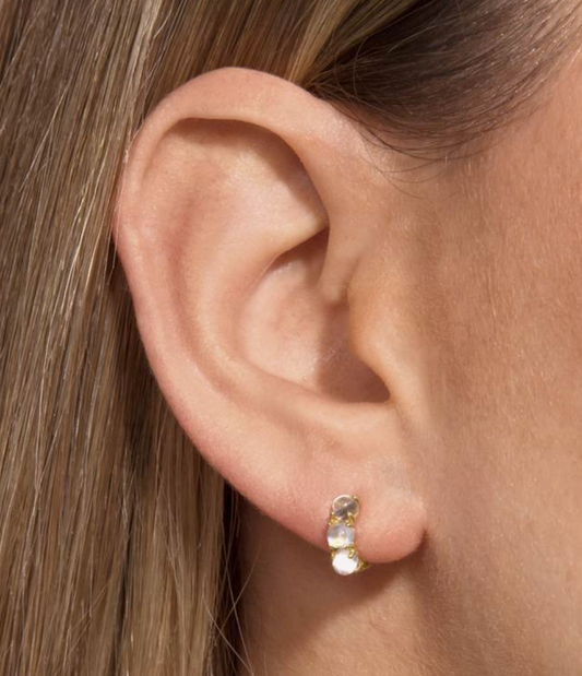 Mini Moonstone Hoops - Vermeil