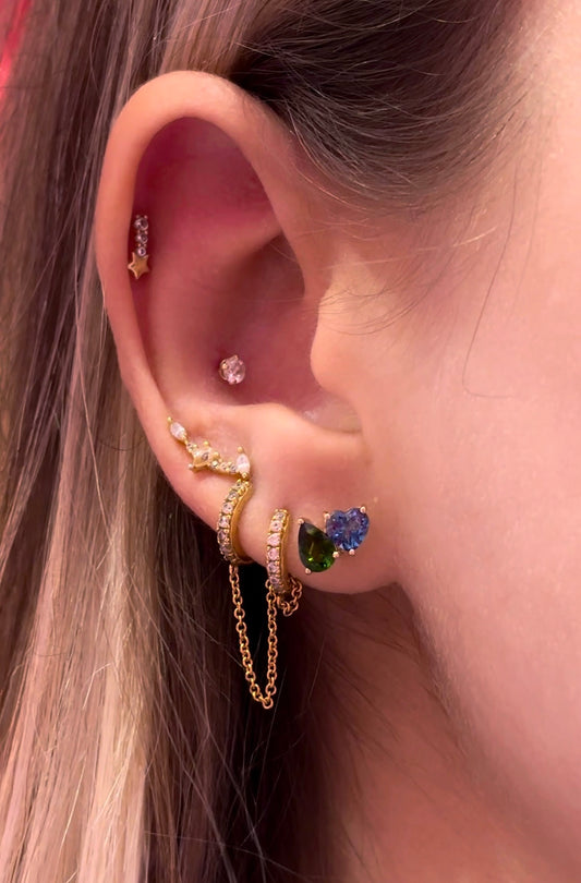 14k Gold Topaz & Diopside Earrings