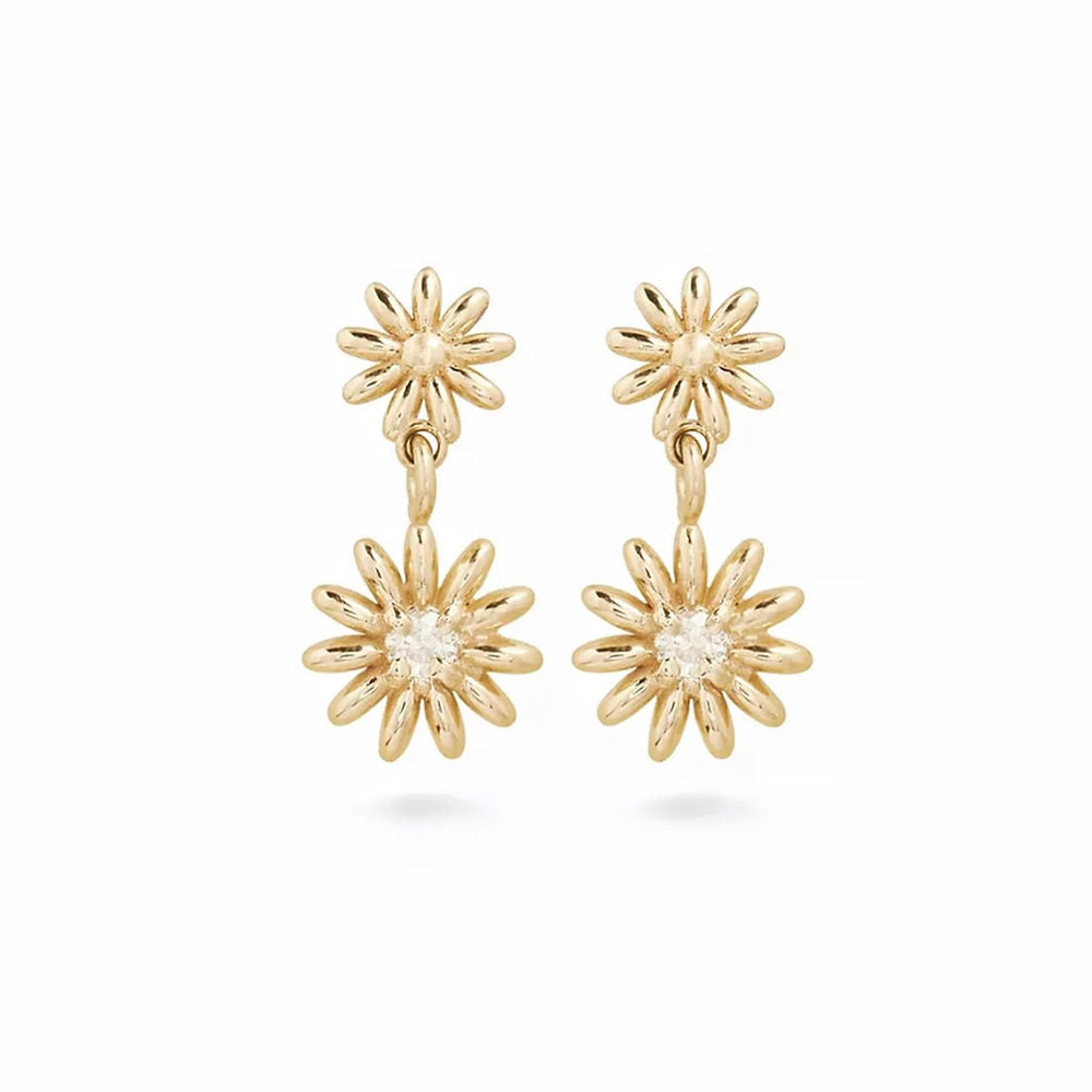 Mini Daisies Dangle Earrings - Vermeil