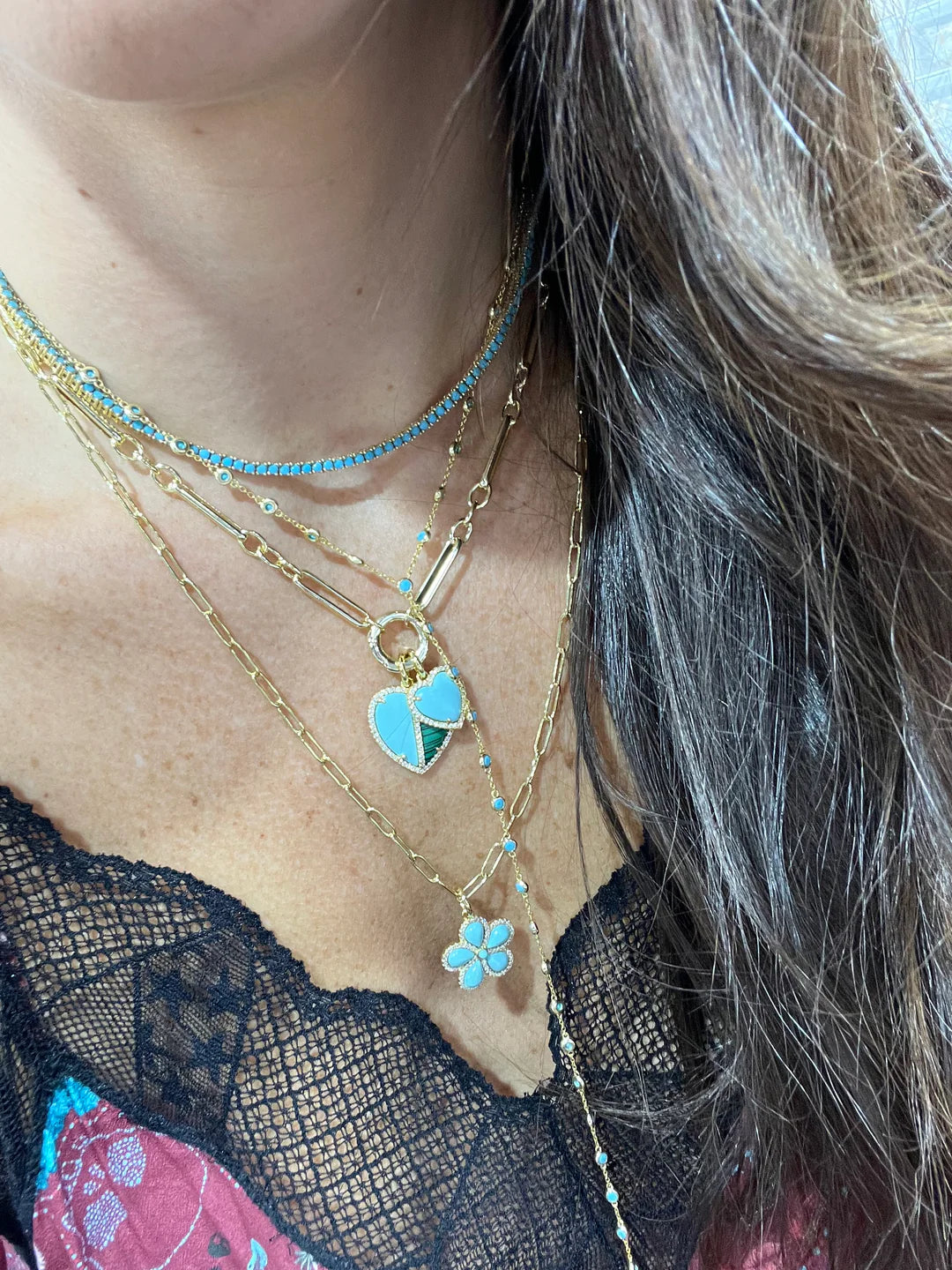 Half & Half Natural Stone Heart Charm