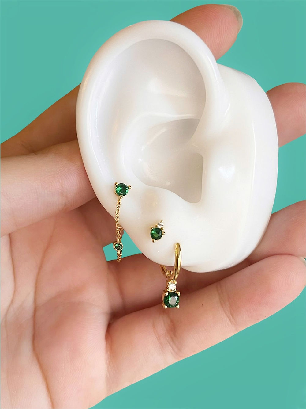 Mini pendientes con circonitas cúbicas de colores - Vermeil
