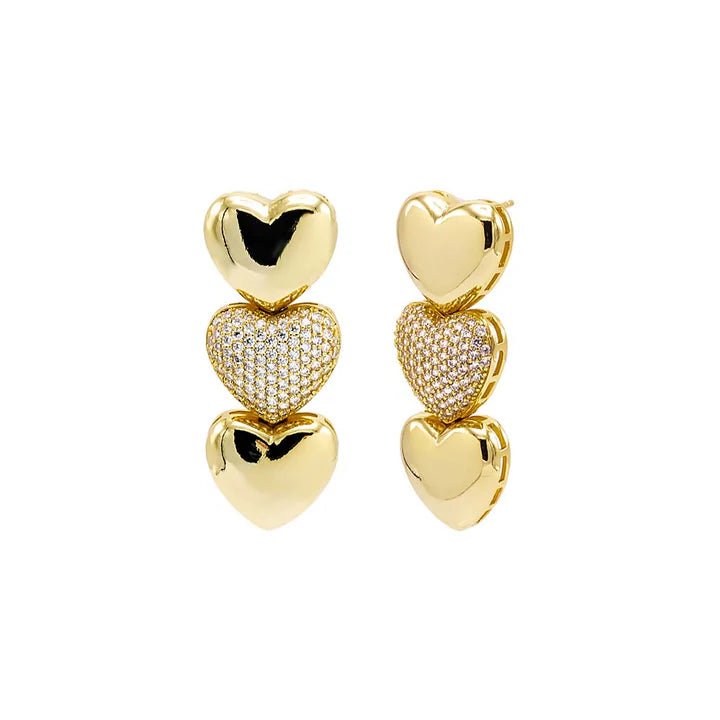 Three Bubble Hearts Earrings