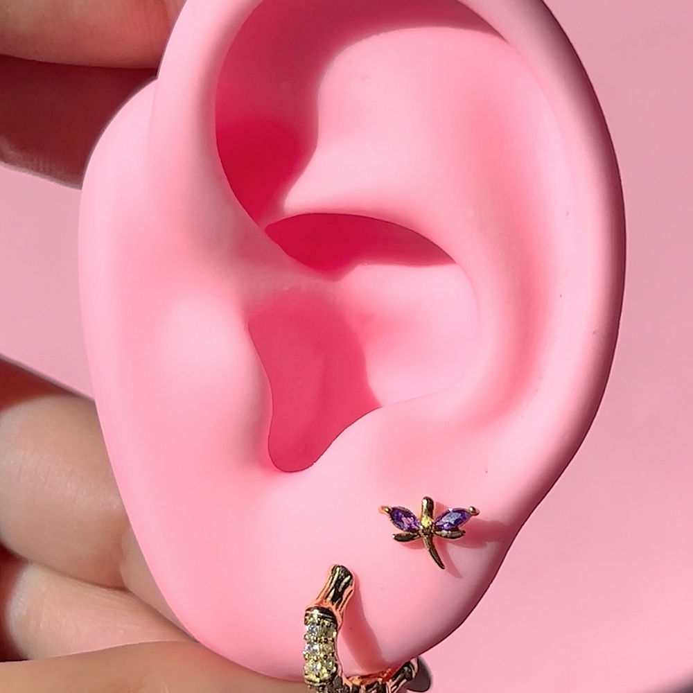 Pendientes de libélula diminuta - Vermeil