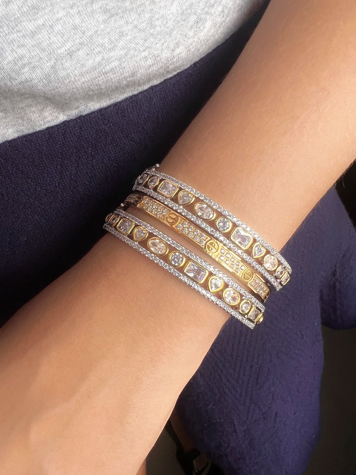 Two Toned Multi Bezel Bangle
