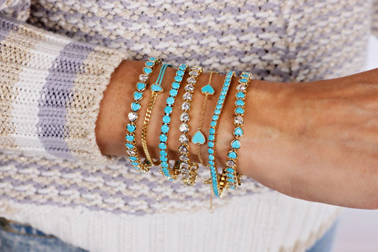 14k Gold - Heart Color Chain Bracelet