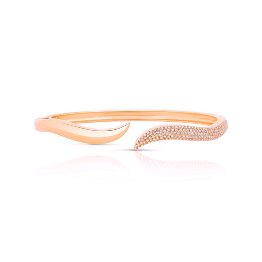 Half Pavé Wavy Cuff Bangle