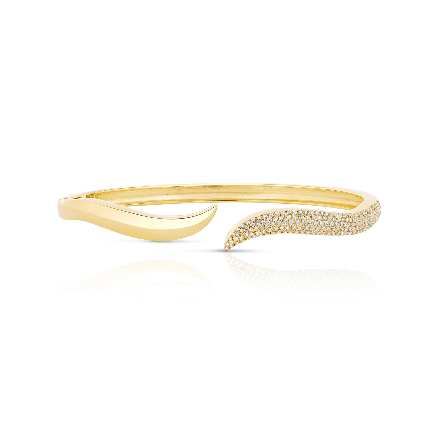Half Pavé Wavy Cuff Bangle